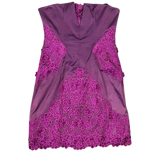 Laundry by Shelli Segal Purple Strapless Mini Dress Floral Crochet size 4 Y2K - Picture 2 of 11